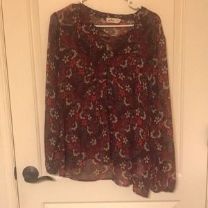 Boho sheer floral shirt